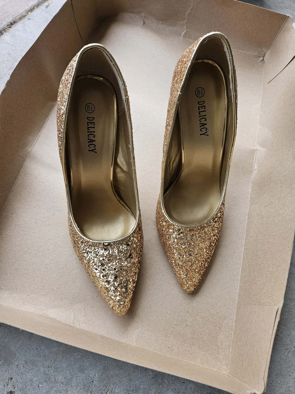 Delicacy Gold Glitter Platform Stiletto Heels - Women's - Picture 4 of 4
